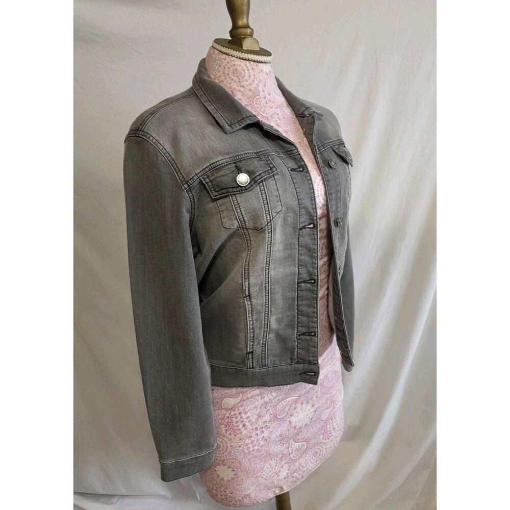 Womens Vintage Denim Jacket Cropped Sz M Trucker Buffalo David Bitton Y2K Blak